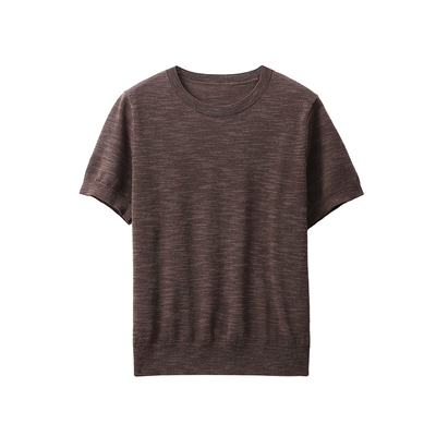 棉亚麻夹花干爽有型R0W针织套衫