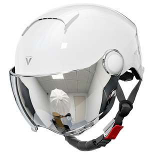 营缆电动摩托车头盔男女士3c认证双镜冬季保暖四季通用半盔安全帽