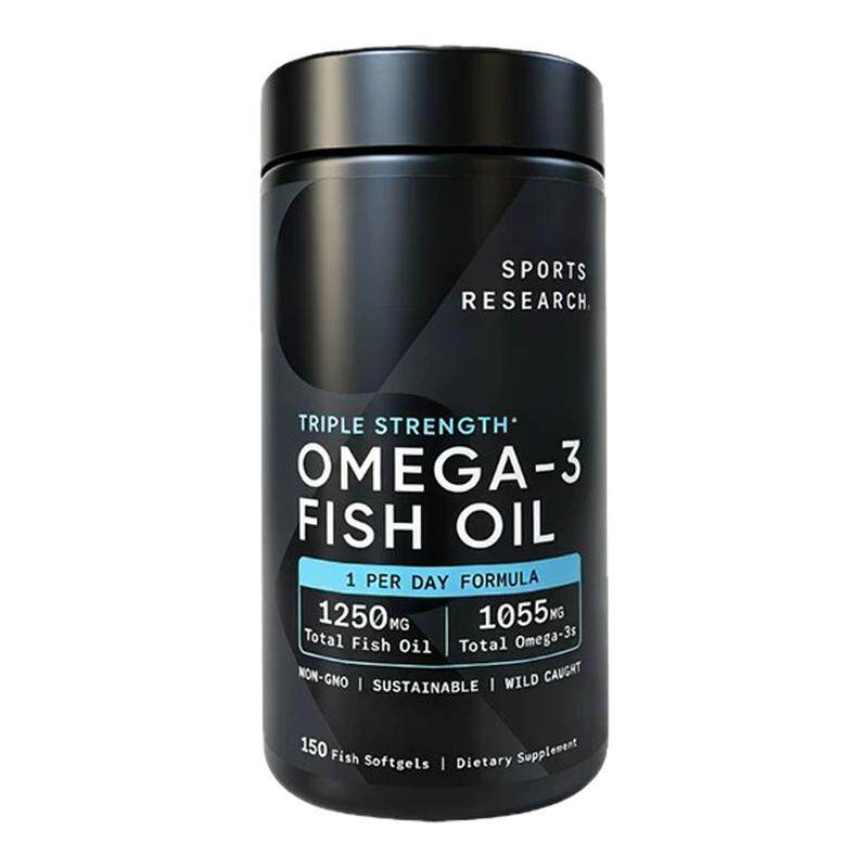 SportsResearch黑金鱼油深海1250mg高纯浓度150粒omega3SR油正品