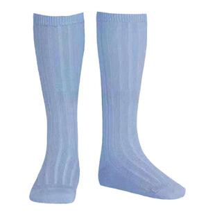 西班牙康德condor儿童坑条中筒袜婴幼童糖果色春秋季螺纹棉高筒袜