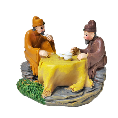 火红幻觉树脂喝茶古装人物摆件