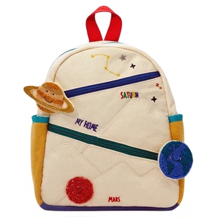 拼接色小星球帆布双肩包 2026新款生日礼物 幼儿园男童女童小背包