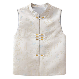 啄木鸟新中式国风马甲背心女款外穿春秋2026新款妈妈盘扣唐装马夹