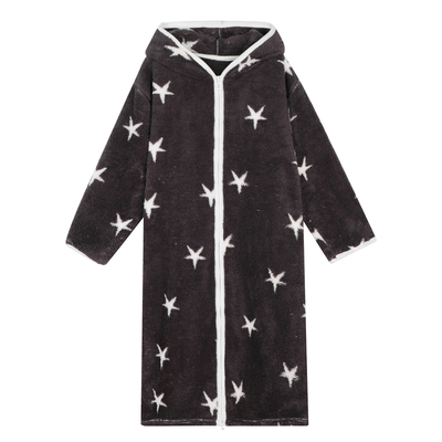 冬季连帽加厚珊瑚绒睡袍女款