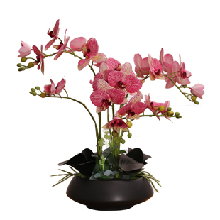 高品质成品蝴蝶兰仿真花假花花艺套装客厅电视柜前台装饰花摆件