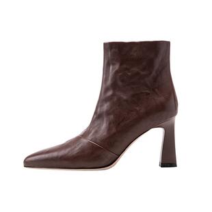 吴大叔鹅绒靴2025冬新款加绒雪地靴羊皮粗跟高跟靴子气垫真皮女靴