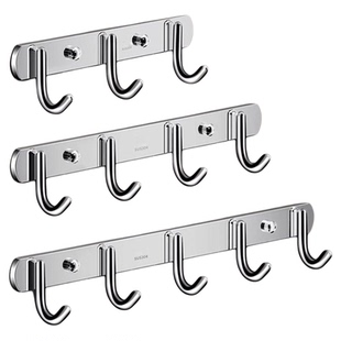 卫生间免打孔304不锈钢排钩浴室挂钩壁挂式厨房卫生间门后挂衣钩