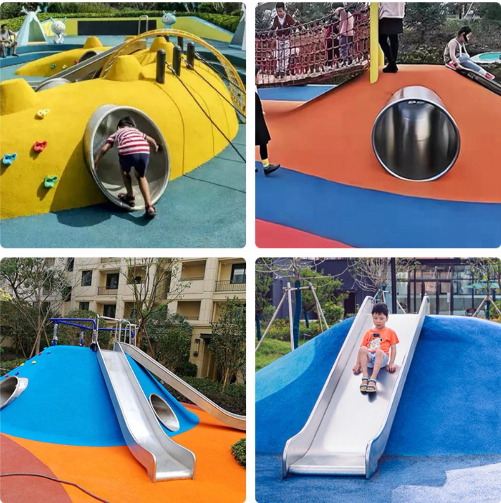 户外儿童不锈钢滑梯钻洞公园景区游乐场攀爬网游乐设备非标定制