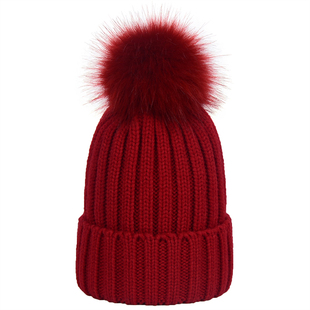 针织帽秋冬新款帽子女士毛线帽仿狐狸毛球球帽假毛球加厚保暖帽子