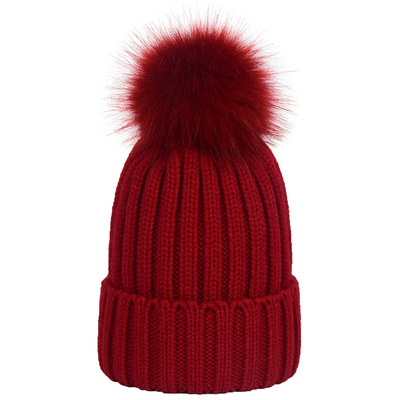 女仿狐狸毛球帽子加绒加厚毛线帽