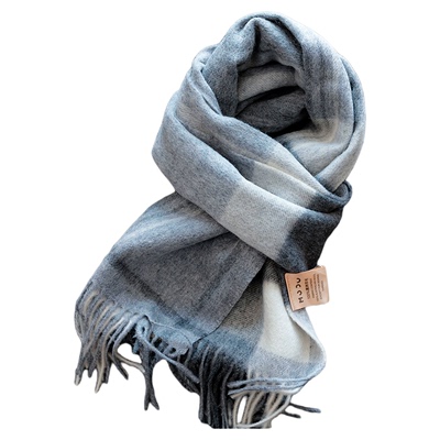 INSINUER灰色格子羊毛围巾男士