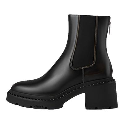 ASH真皮粗跟新款短靴侧拉链