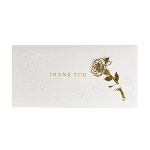 感恩贺卡创意玫瑰金属书签卡片生日烫金商务简约极简感谢卡圣诞节