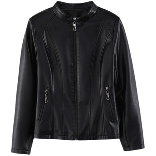 真皮皮衣女短款2025春秋新款立领大码休闲皮夹克韩版修身小外套潮