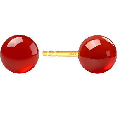 潮宏基黄18k耳钉孔雀石玛瑙耳饰