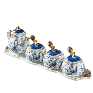 高颜值创意家用陶瓷调味罐油盐酱醋壶高端厨房调料盒收纳组合套装