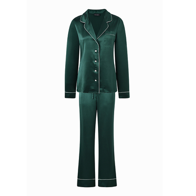 明星长袖情侣家居服真丝睡衣