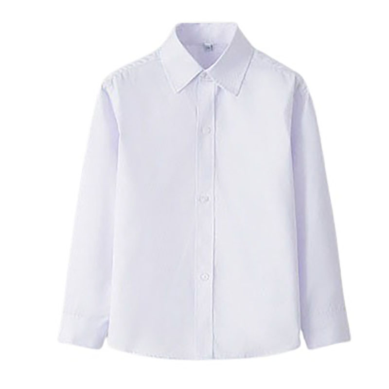 春秋儿童黑白纯色衬衫街舞表演制服大童长袖翻领校服衬衣百搭T恤