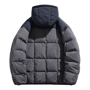 PLAY HEITY官方羽绒服冬季新款复古撞色拼接连帽男女防寒保暖外套