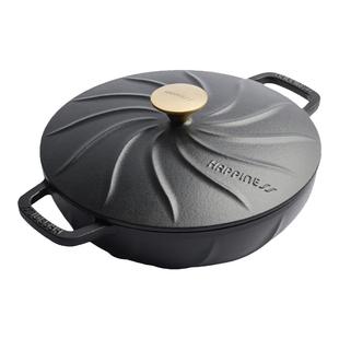 小幸福26cm铸铁平光黑珐琅锅焖焗锅汤锅多功能家用不粘锅海鲜炖锅