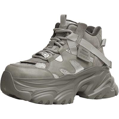 天美意厚底加绒老爹鞋高帮运动鞋女休闲短靴冬季新款CJ841DD4