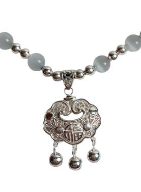 S999纯银平安锁项链女宝宝银锁吊坠足银长命锁轻奢闺蜜生日礼物