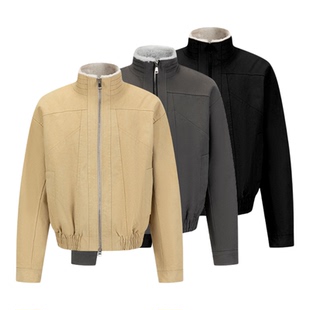 ANYWEAR “一件过冬”1500g仿兔毛立领座山雕短款boxy棉服外套