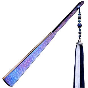 食肉者钛合金折扇闪电纹太极功夫随身武术便携防身防卫送男友礼物