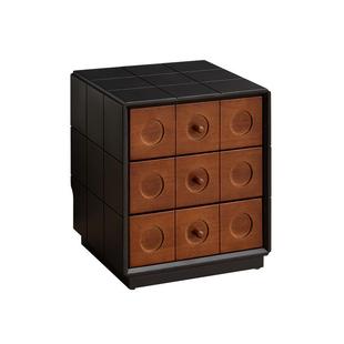 全友家居中古风实木床头柜复古卧室家用橡胶木收纳柜客厅沙发边柜