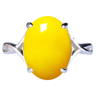 925纯银戒指空托女椭圆形镶嵌蜜蜡戒托绿松石活口戒指托8*10 9*11