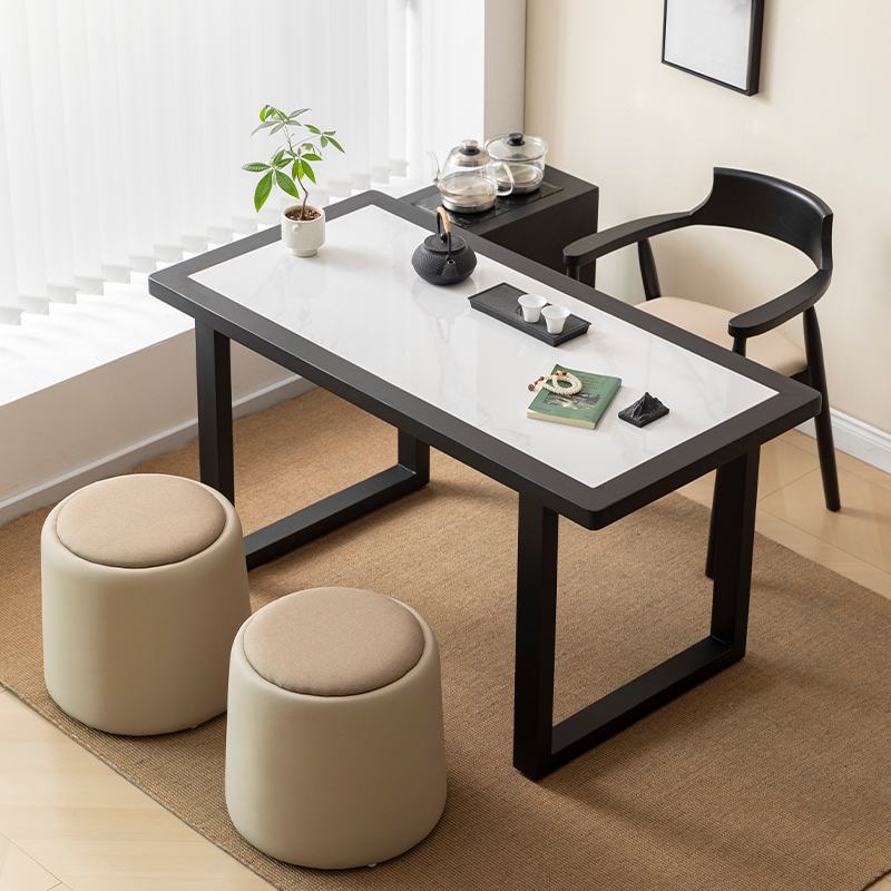 现代阳台茶桌小户型客厅接待茶几桌酒店办公室黑色岩板泡茶桌茶台