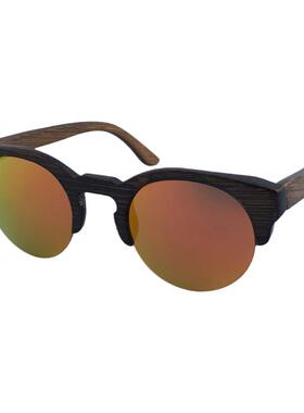 墨镜复古风桔红色彩膜竹制太阳镜