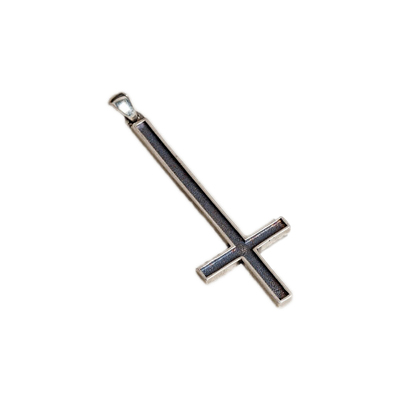 复古做旧倒十字925银吊坠项链