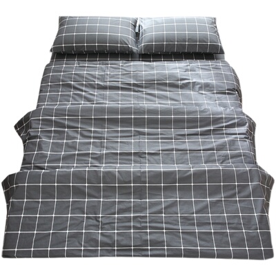 唐朝一只鱼全棉绅士格子床笠床单