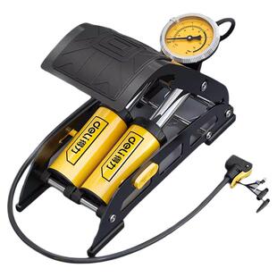 得力脚踩打气筒新型高压双缸脚踩充气泵汽车自行车电动车家用通用