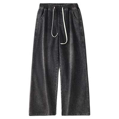 青少年加厚高个子加长宽松牛仔裤