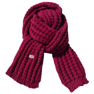 韩版鬼怪同款酒红围巾冬季男女2025新款圣诞保暖针织毛线围脖新年