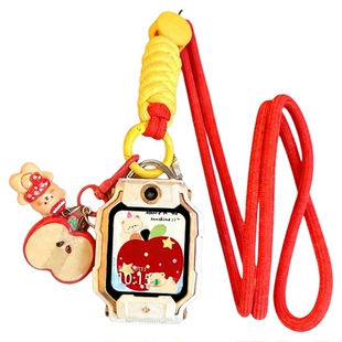 适用小天才z11电话手表表带z10/z9挂绳z8a/z7s/z6pro挂脖绳z5/d2a/d3s保护套壳d5/q2a防丢绳配件苹果小熊秋冬