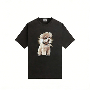 KITH 26SS 东京限定Tee小狗印花纯棉休闲男水洗做旧短袖复古女T恤