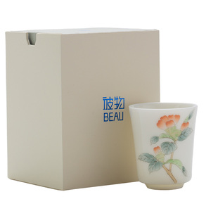彼物釉上彩手握杯茶杯 主人杯牡丹品茗杯陶瓷喝茶杯功夫茶具礼盒