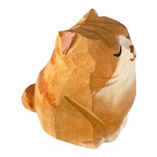 木雕小橘猫摆件手工艺品可爱的猫猫摆件小萌宠可爱手作造景木猫咪