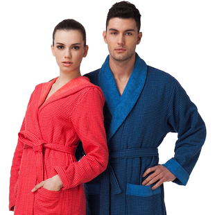 棉田浴袍毛巾料吸水纯棉厚款浴袍式浴衣酒店女四季男长款浴巾睡袍