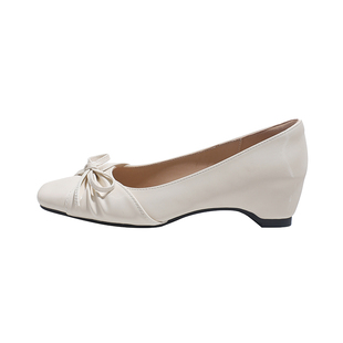 真皮~骄屿法式蝴蝶结方头单鞋2026春新款配裙子裸色玛丽珍高跟鞋