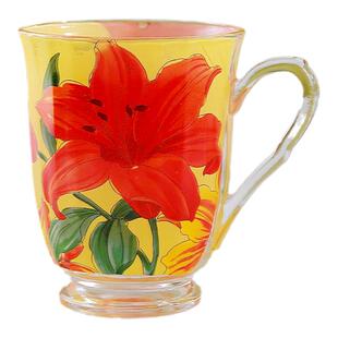 350毫升玻璃花卉马克杯高脚杯酒店会所西餐厅家居客栈果汁杯 瑕疵