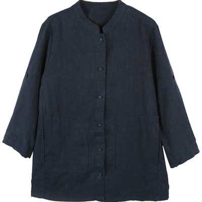 宽松外套7分袖短款韩版纯麻