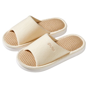 朴西新款女士亚麻拖鞋居家防滑静音透气吸汗简约百搭情侣拖鞋男