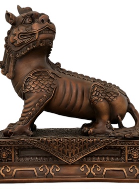 纯黄铜九华山谛听地藏王坐骑独角神兽摆件客厅办公室客厅桌面装饰