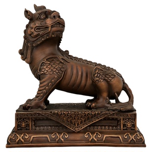 纯黄铜九华山谛听地藏王坐骑独角神兽摆件客厅办公室客厅桌面装饰