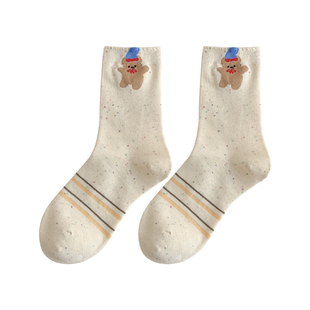 可爱小熊袜子女款纯棉中筒袜ins潮夏季薄款2026新款爆款卡通长袜