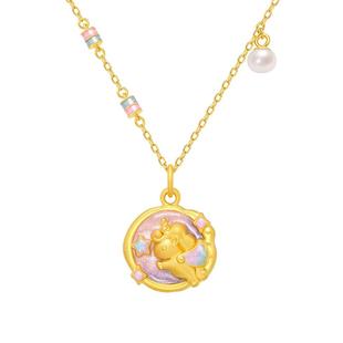 周大生黄金独角兽吊坠女款足金硬金荧光珐琅生肖马挂坠新年礼物